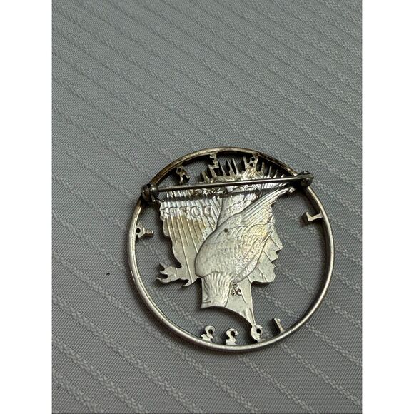 Vintage Cut Out 1922 Peace Silver Dollar Liberty Head Custom Made Silver Pendant - Picture 5 of 6